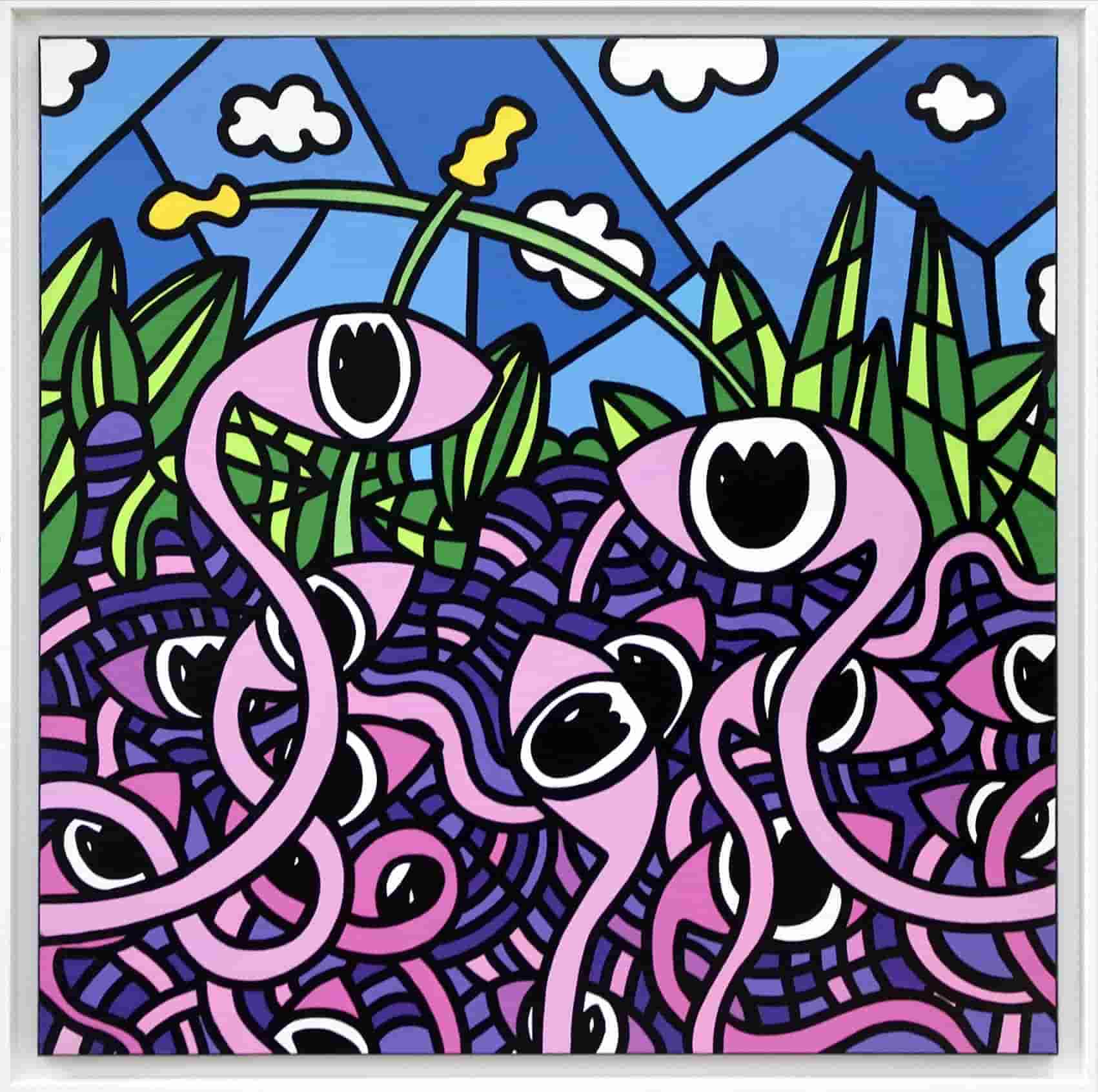 Lot n°5 LUKAS WORKS « Oxygène » Acrylique sur Lin (cadre blanc) Série « Graphic » Dimensions: 90x90cm
‣ Estimation: 1000 -1200€